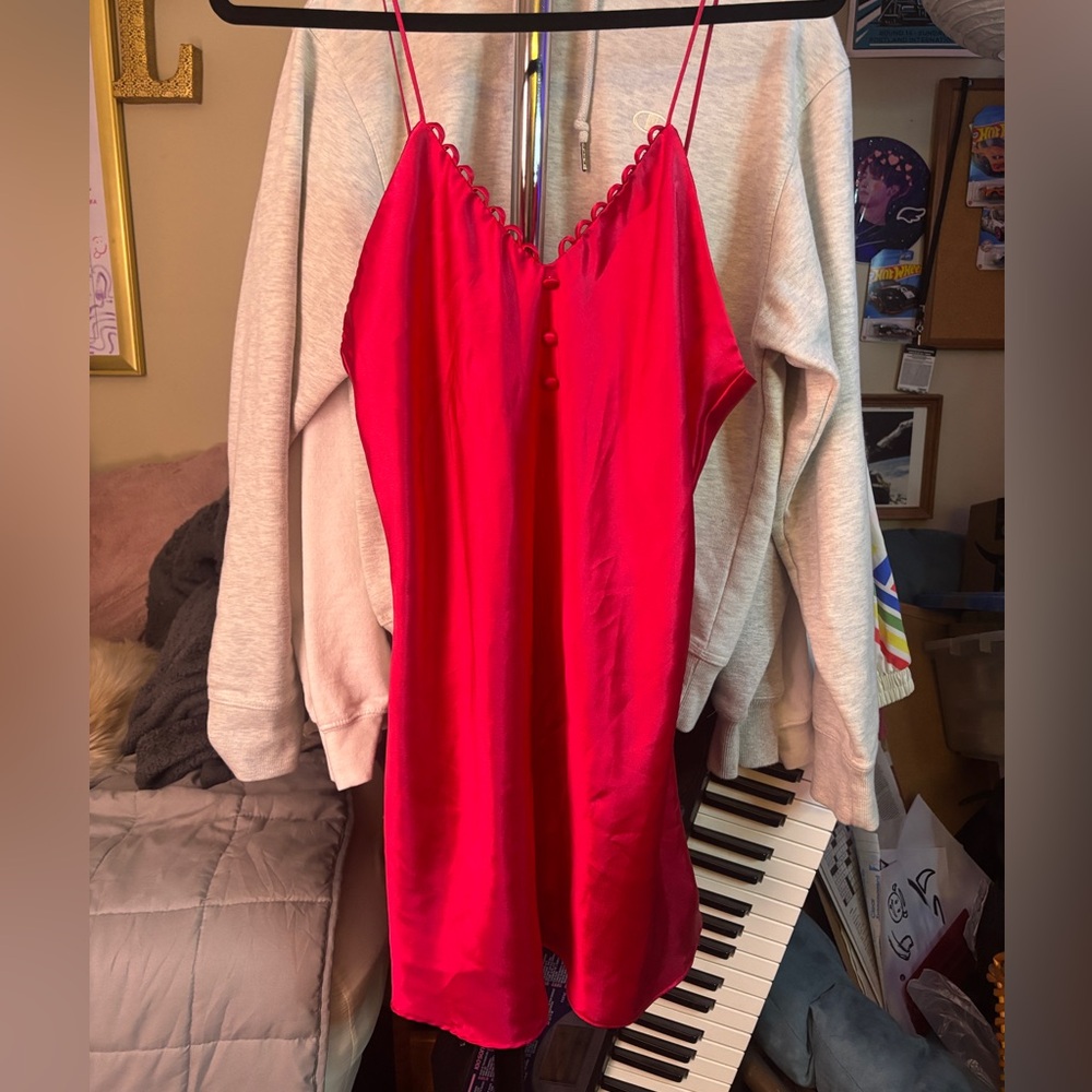 Red Satin Slip Dress